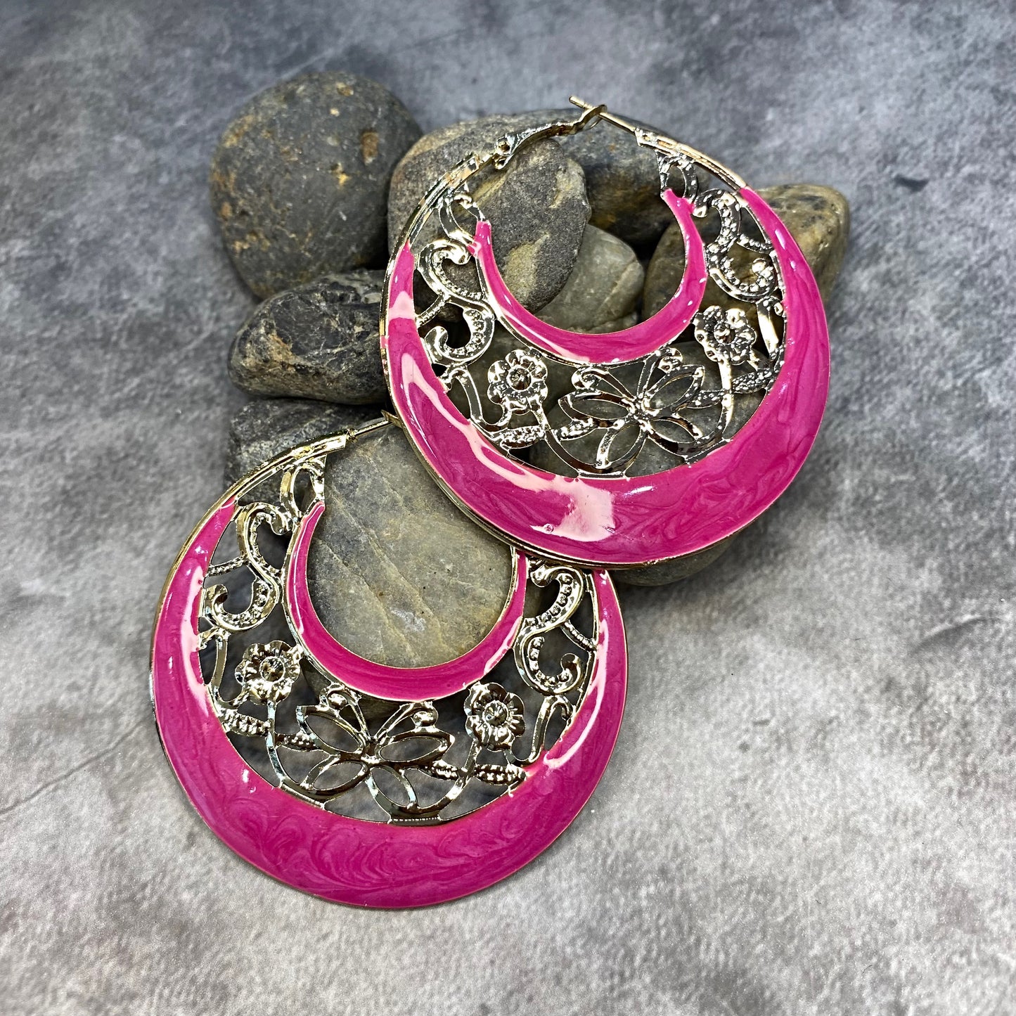 Pillangós arany-pink fülbevaló