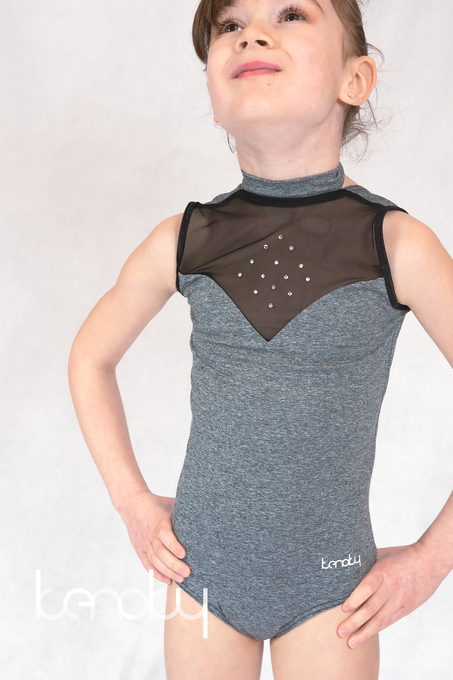 Szürke-fekete necc hálós strasszos táncos dressz