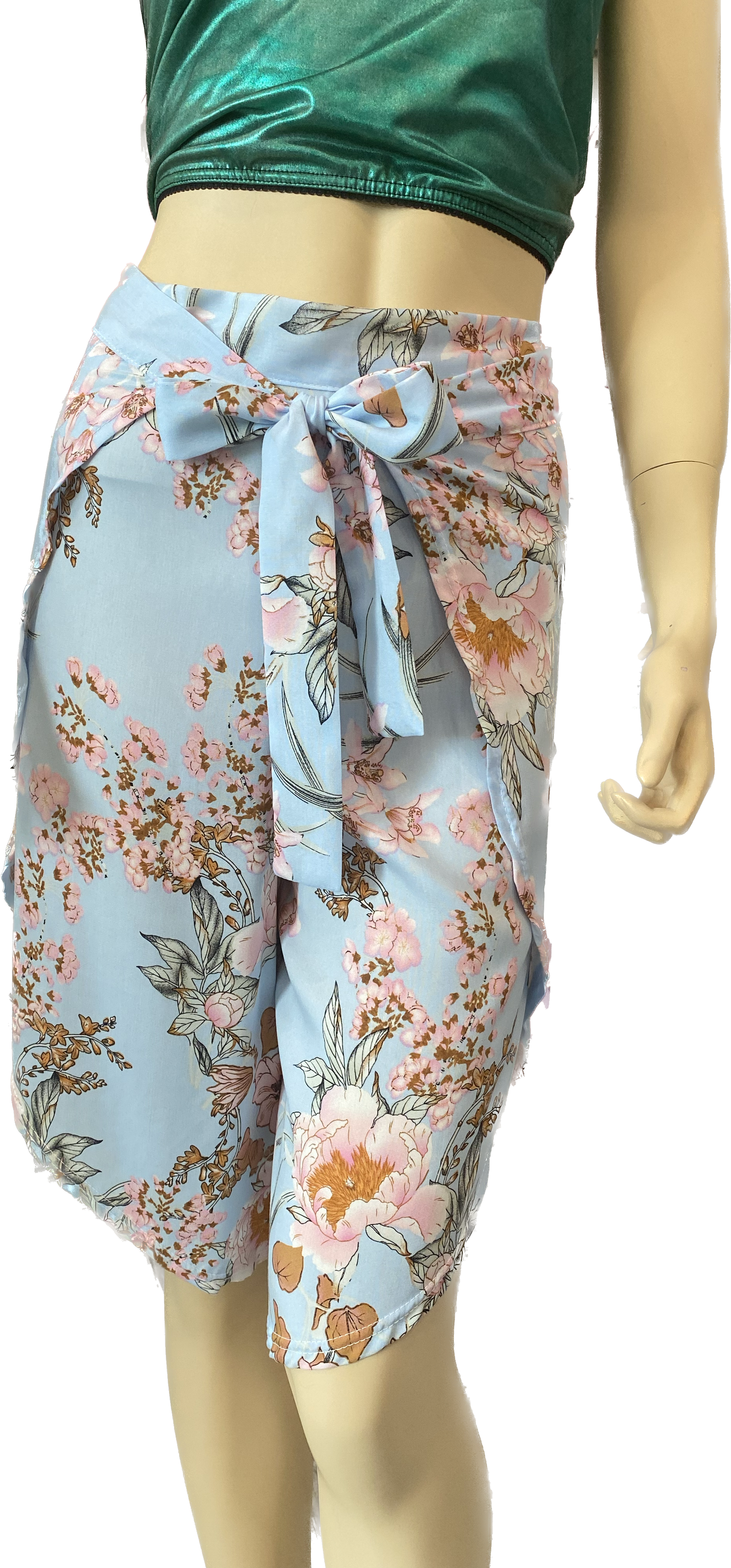 Rövid átlapolós nadrág-virág minta