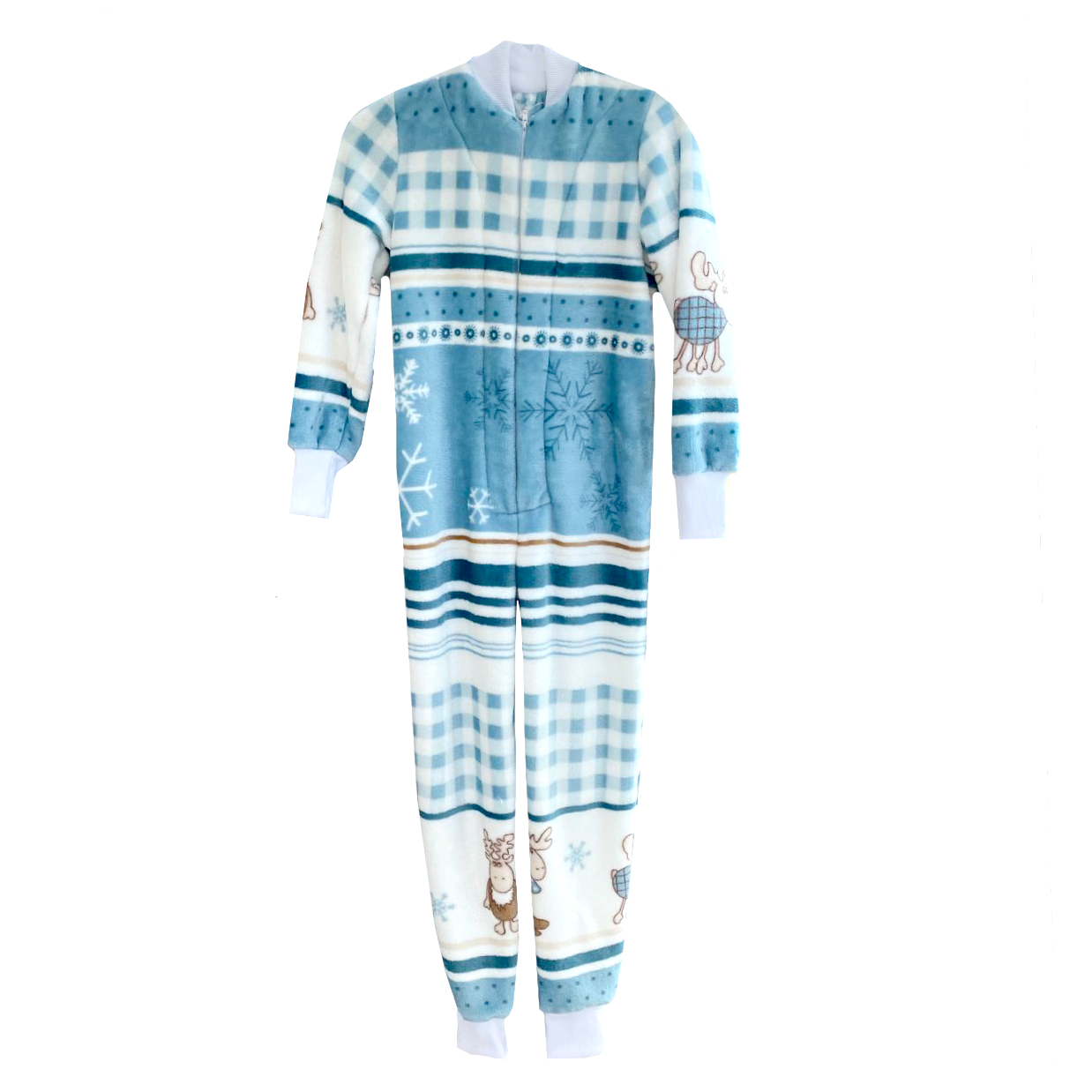 Kék szarvasos felnőtt pizsama/overál